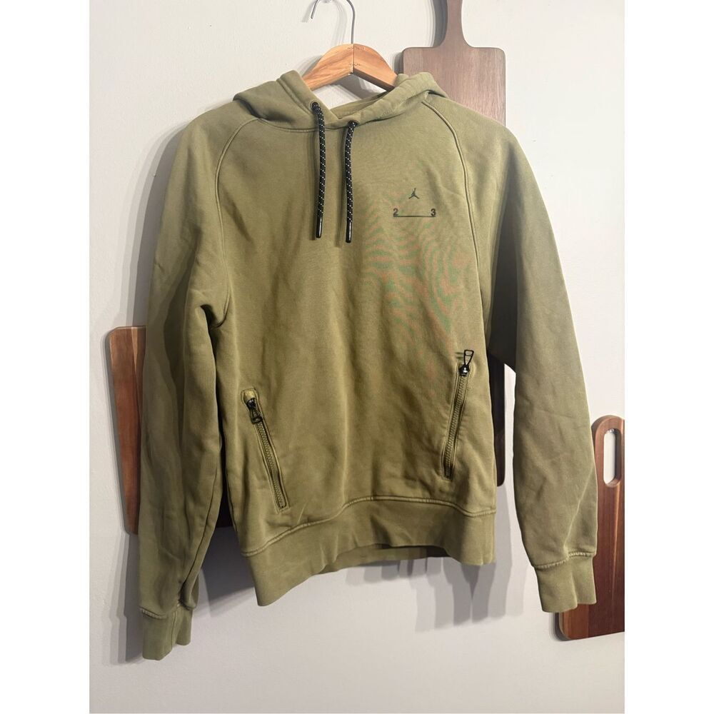 Jordan Olive Green 23 Engineered Fleece Drawstring Pullover Hoodie Size XS‎
